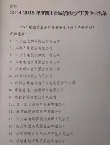 泸州益佳地产开发有限公司获四川省AAA级诚信开发企业